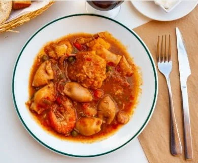 zarzuela de pescado y mariscos